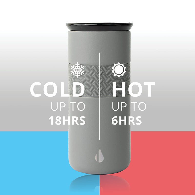 Elemental Artisan Insulated Tumbler, Triple Wall Coffee Travel Mug, Reusable Stainless Steel Coffee Tumbler with Ceramic Lid, Thermal Coffee Cups for Hot (6 Hrs) & Cold (18 Hrs), 16oz - Graphite - Image 5